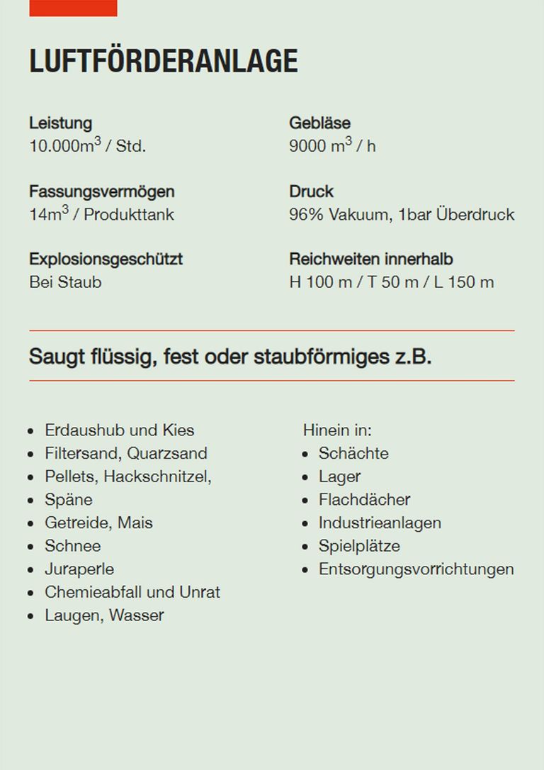 Saugbagger Bad Homburg - Technische Daten LFA